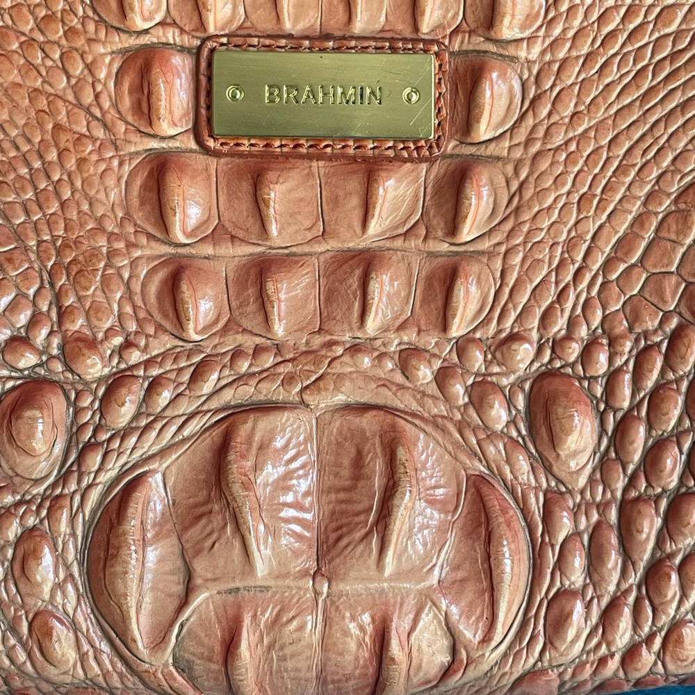 👛 Brahmin Lorelei Orange Melbourne Crocodile Embossed Leather Shoulder Bag. 👛 - Picture 4 of 16